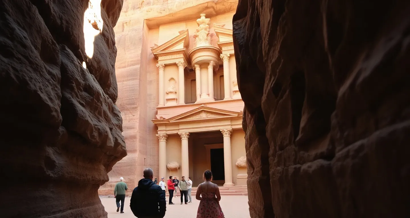 The rock-cut Treasury facade at Petra in warm morning light, Jordan