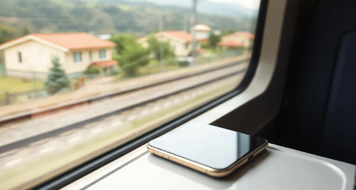 Phone with a dark screen on a bullet-train seat tray in Japan